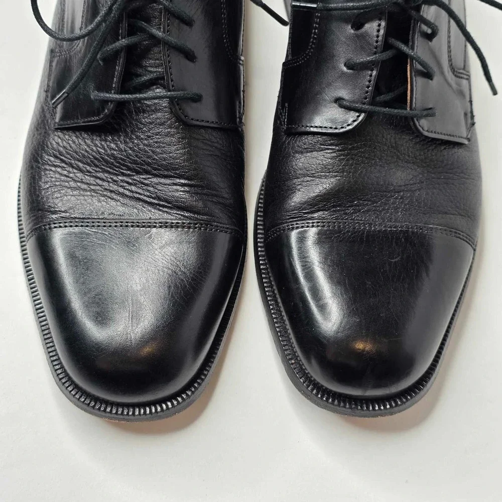 Bostonian Luxe Oxford Men's Shoes Size 9.5 Black Leather Captoe Dress‎ Lace Up